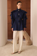Selly Button-Detailed Ruffled Shirt