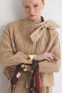 Sera Gold Buttoned Jacquard Coat
