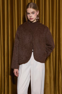 Seraphine Wide Collar Short Faux Fur Coat
