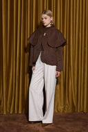 Seraphine Wide Collar Short Faux Fur Coat