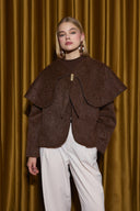 Seraphine Wide Collar Short Faux Fur Coat