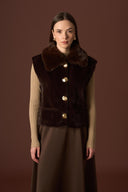 Gray Fur-Collar Vest