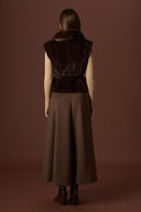 Gray Fur-Collar Vest