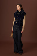 Grey Collar Fur Vest