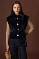 Grey Collar Fur Vest