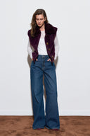 Gray Collar Faux Fur Vest