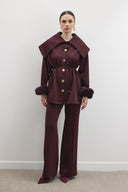 Faux Fur Trimmed Wide Collar Scuba Set
