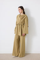 Siena Brooch-Detailed Shoulder Trouser Set