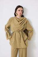 Siena Brooch-Detailed Shoulder Trouser Set