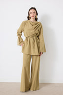 Siena Brooch-Detailed Shoulder Trouser Set