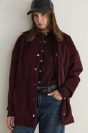 Glittery Wool-Blend Snap-Button Jacket