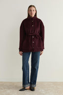 Glittery Wool-Blend Snap-Button Jacket