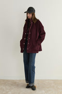 Glittery Wool-Blend Snap-Button Jacket