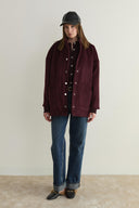 Glittery Wool-Blend Snap-Button Jacket
