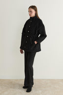 Glitter Wool Snap-Button Jacket