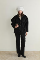 Glitter Wool Snap-Button Jacket