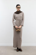 Sophia Mini Ruffle Detail Belted Knit Dress