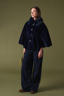 Suzana Faux Fur Trimmed Goldfox Poncho