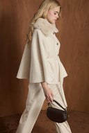 Suzana Faux Fur Trimmed Goldfox Poncho
