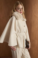 Suzana Faux Fur Trimmed Goldfox Poncho