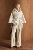 Suzana Faux Fur Trimmed Goldfox Poncho
