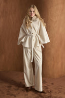 Suzana Faux Fur Trimmed Goldfox Poncho