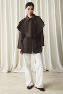 Stone-Detailed Cape Jacket - Brown