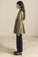 Stone Detail Waist-Tunnel Trench Coat