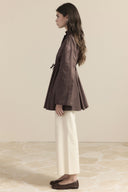 Stone Detail Waist-Tunnel Trench Coat