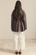 Stone Detail Waist-Tunnel Trench Coat