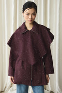 Stone-Embellished Cape Jacket