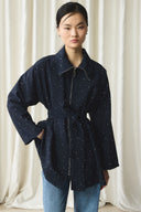 Taş Detaylı Pelerinli Ceket