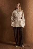 Stone-Embellished Short Trench Coat