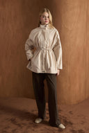 Stone-Embellished Short Trench Coat