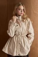 Stone-Embellished Short Trench Coat