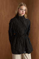 Stone-Embellished Short Trench Coat