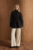 Stone-Embellished Short Trench Coat