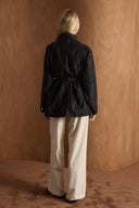Stone-Embellished Short Trench Coat