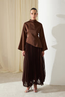 Timber Satin Blouse and Pleated Premium Skirt Set