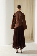 Timber Satin Blouse and Pleated Premium Skirt Set