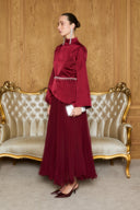 Timber Satin Blouse and Pleated Premium Skirt Set
