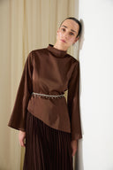 Timber Satin Blouse and Pleated Premium Skirt Set
