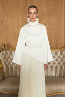 Timber Satin Blouse and Pleated Premium Skirt Set