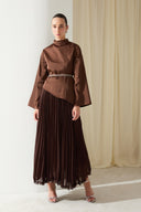 Timber Satin Blouse and Pleated Premium Skirt Set