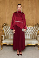 Timber Satin Blouse and Pleated Premium Skirt Set