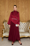 Timber Satin Blouse and Pleated Premium Skirt Set