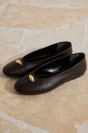 Buckle Detail Leather Ballerinas