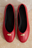 Buckle Detail Leather Ballerinas