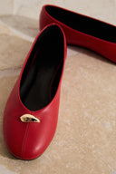Buckle Detail Leather Ballerinas