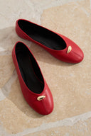 Buckle Detail Leather Ballerinas